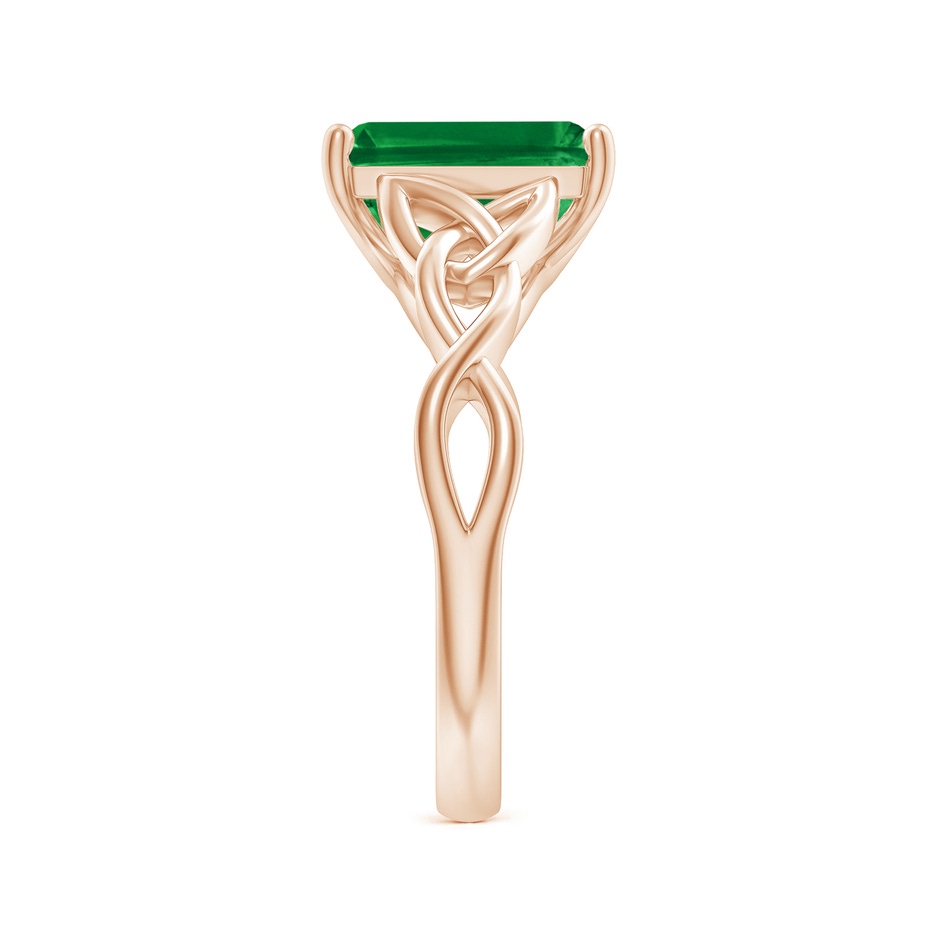 10x8mm AAA Emerald-Cut Emerald Celtic Knot Engagement Ring in Rose Gold side 299