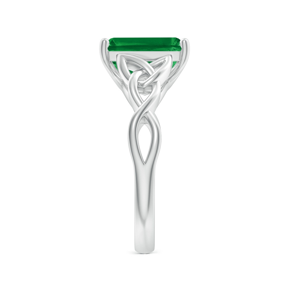 10x8mm AAA Emerald-Cut Emerald Celtic Knot Engagement Ring in White Gold side 299