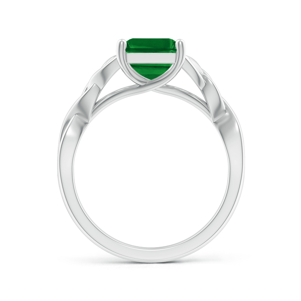 10x8mm AAAA Emerald-Cut Emerald Celtic Knot Engagement Ring in P950 Platinum - side 199