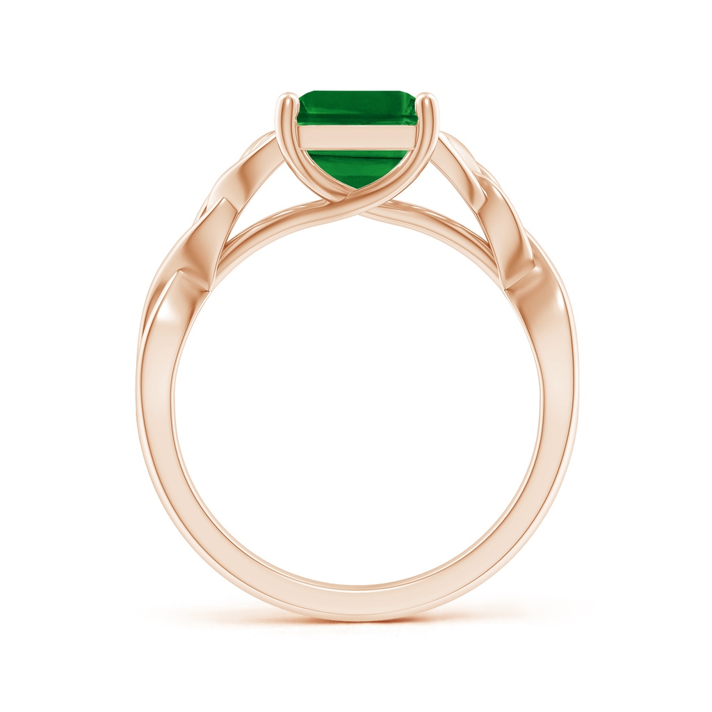10x8mm AAAA Emerald-Cut Emerald Celtic Knot Engagement Ring in Rose Gold - side 199