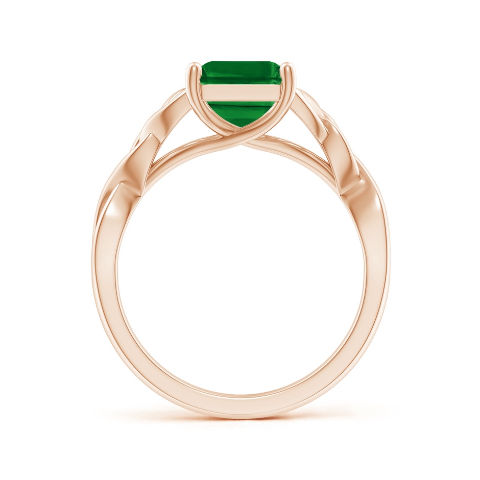 10x8mm AAAA Emerald-Cut Emerald Celtic Knot Engagement Ring in Rose Gold side 199