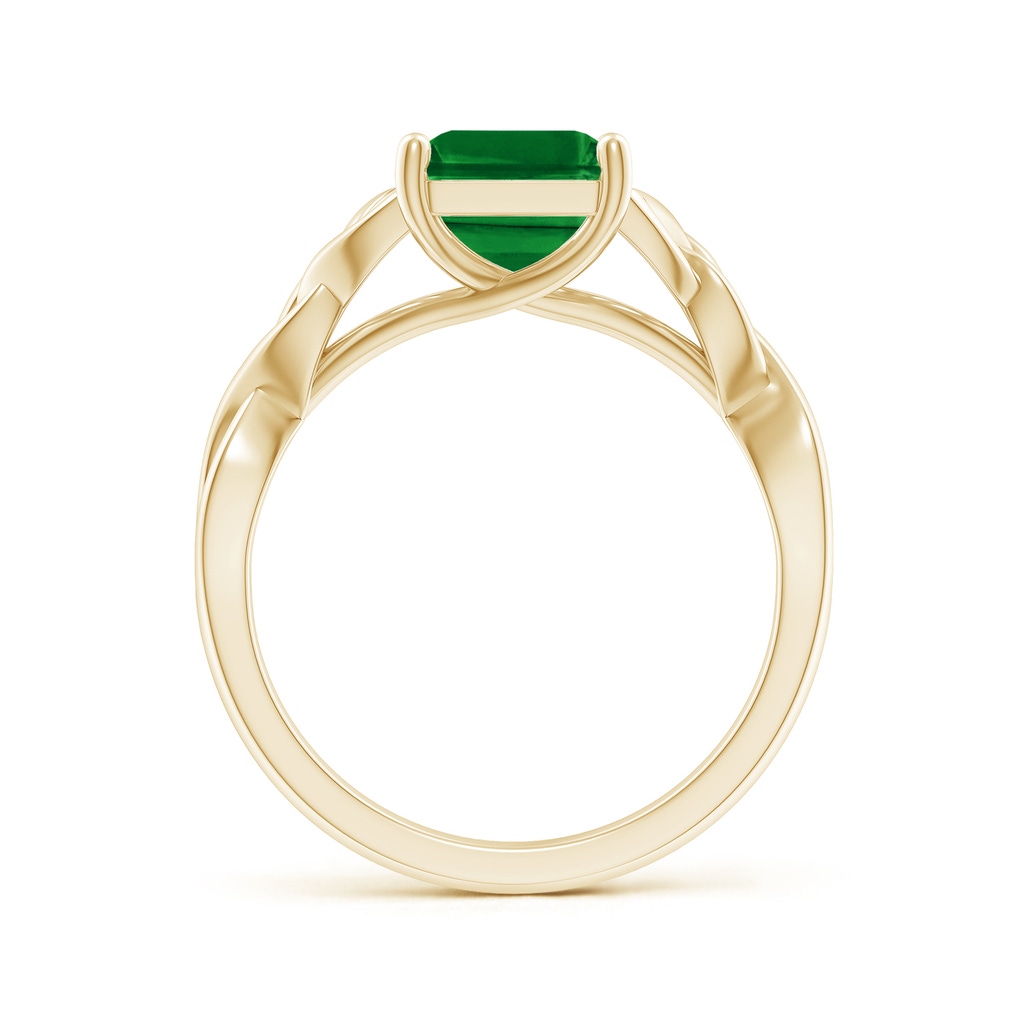10x8mm AAAA Emerald-Cut Emerald Celtic Knot Engagement Ring in Yellow Gold - side 199