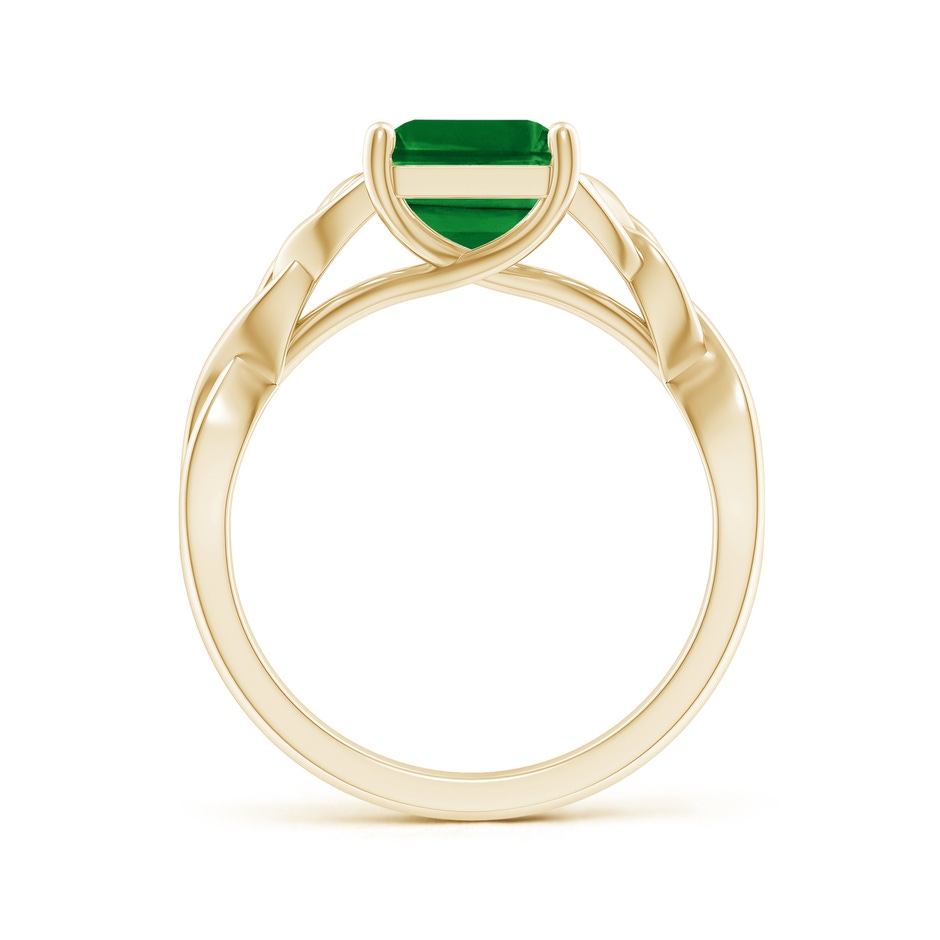 10x8mm AAAA Emerald-Cut Emerald Celtic Knot Engagement Ring in Yellow Gold side 199