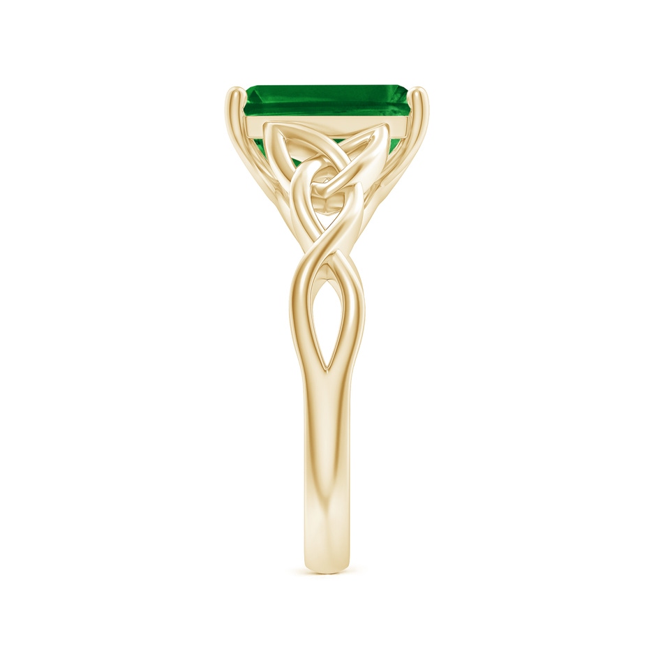 10x8mm AAAA Emerald-Cut Emerald Celtic Knot Engagement Ring in Yellow Gold side 299