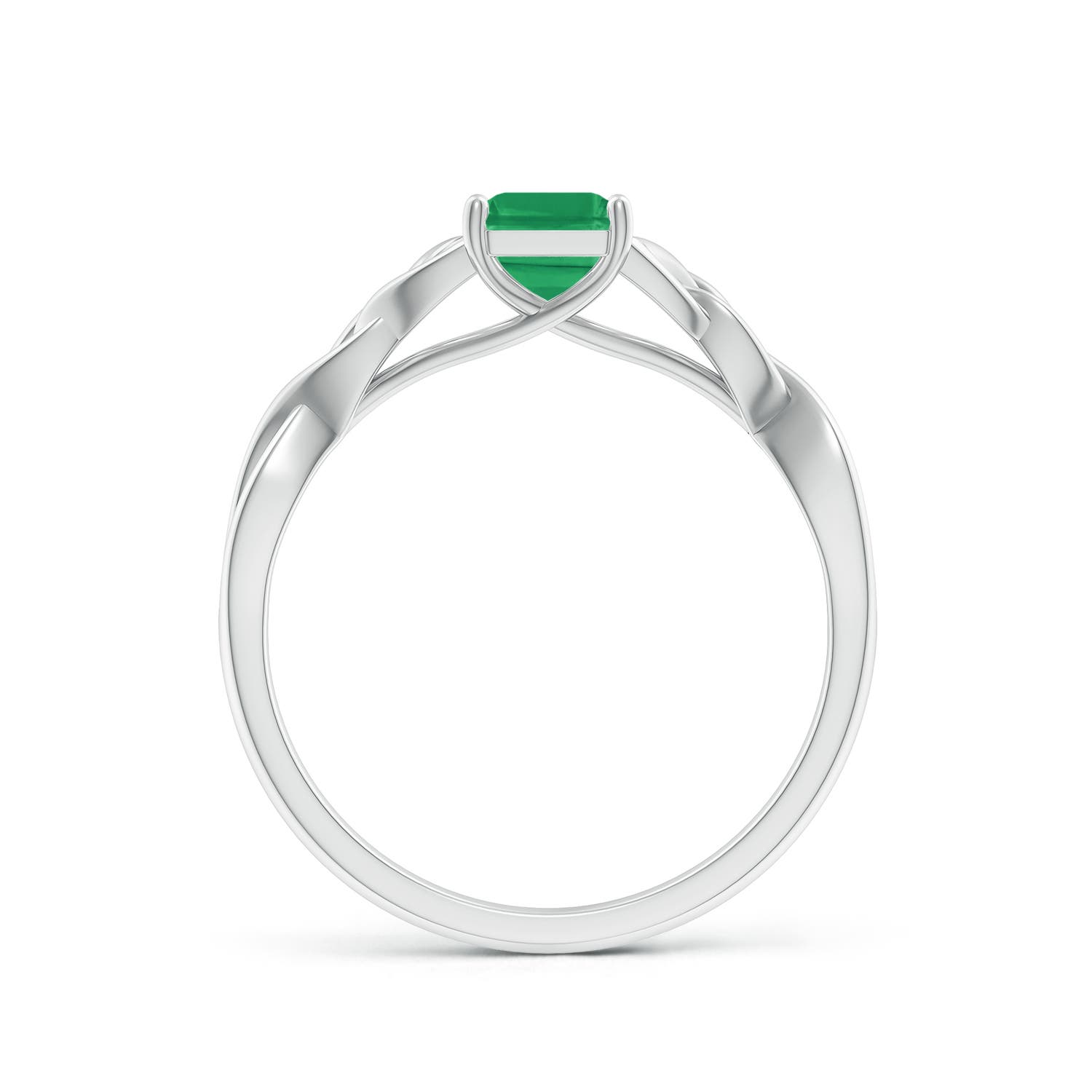7x5mm A Emerald-Cut Emerald Celtic Knot Engagement Ring in P950 Platinum