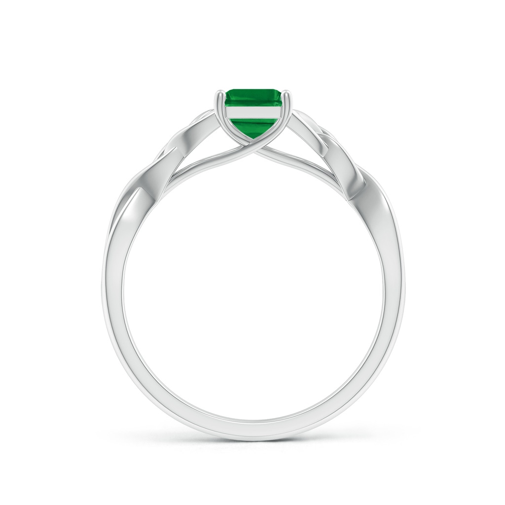7x5mm AAA Emerald-Cut Emerald Celtic Knot Engagement Ring in White Gold - side 199
