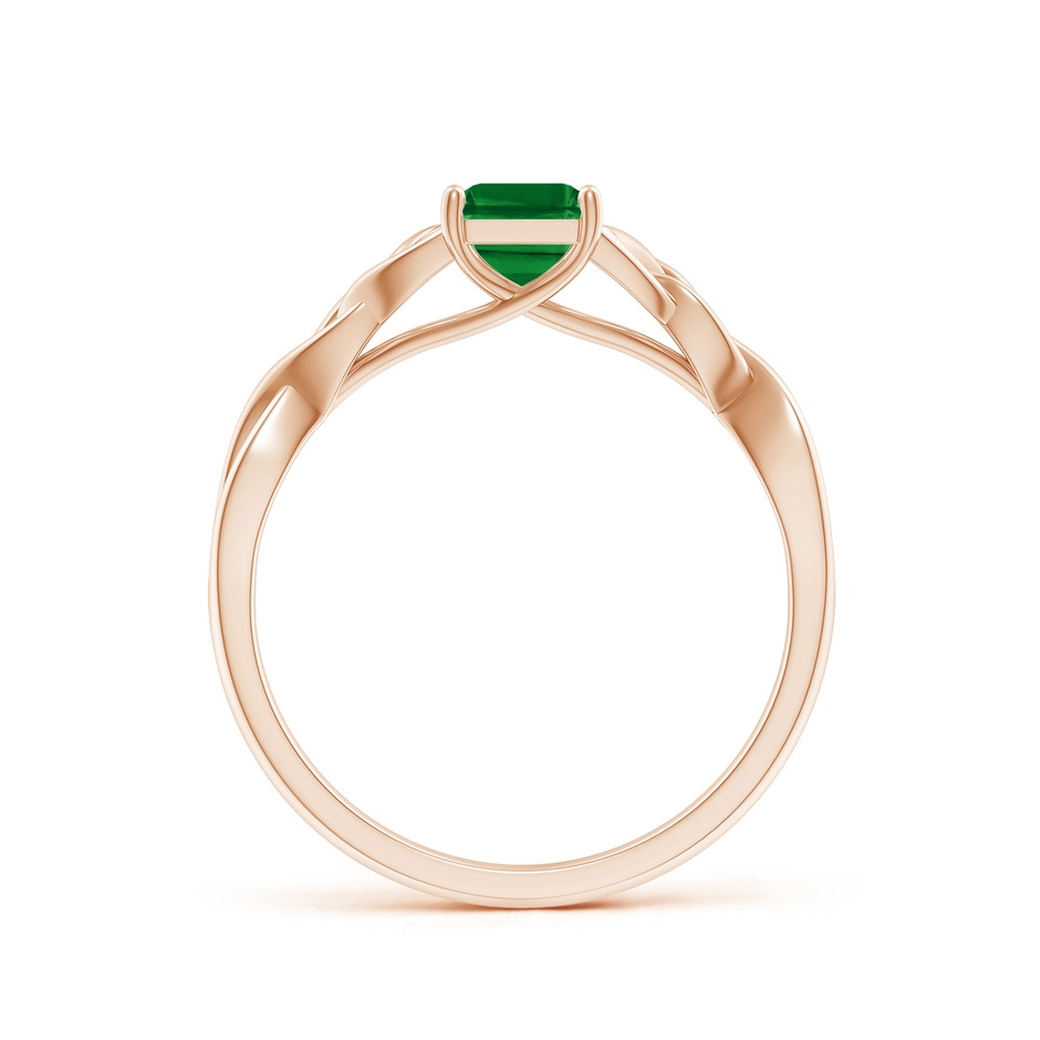 7x5mm AAAA Emerald-Cut Emerald Celtic Knot Engagement Ring in Rose Gold side 199