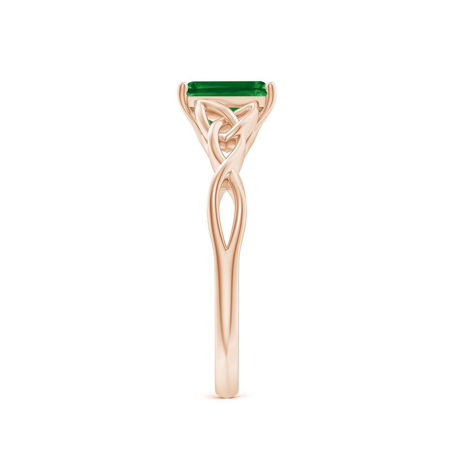 7x5mm AAAA Emerald-Cut Emerald Celtic Knot Engagement Ring in Rose Gold side 299