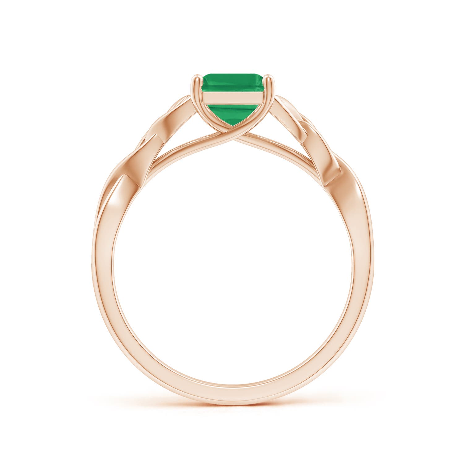 8x6mm A Emerald-Cut Emerald Celtic Knot Engagement Ring in Rose Gold