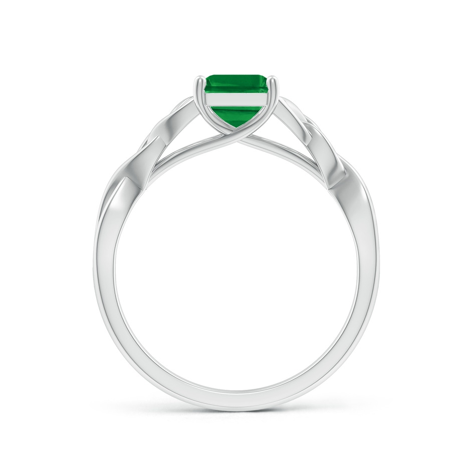 8x6mm AAA Emerald-Cut Emerald Celtic Knot Engagement Ring in White Gold side 199