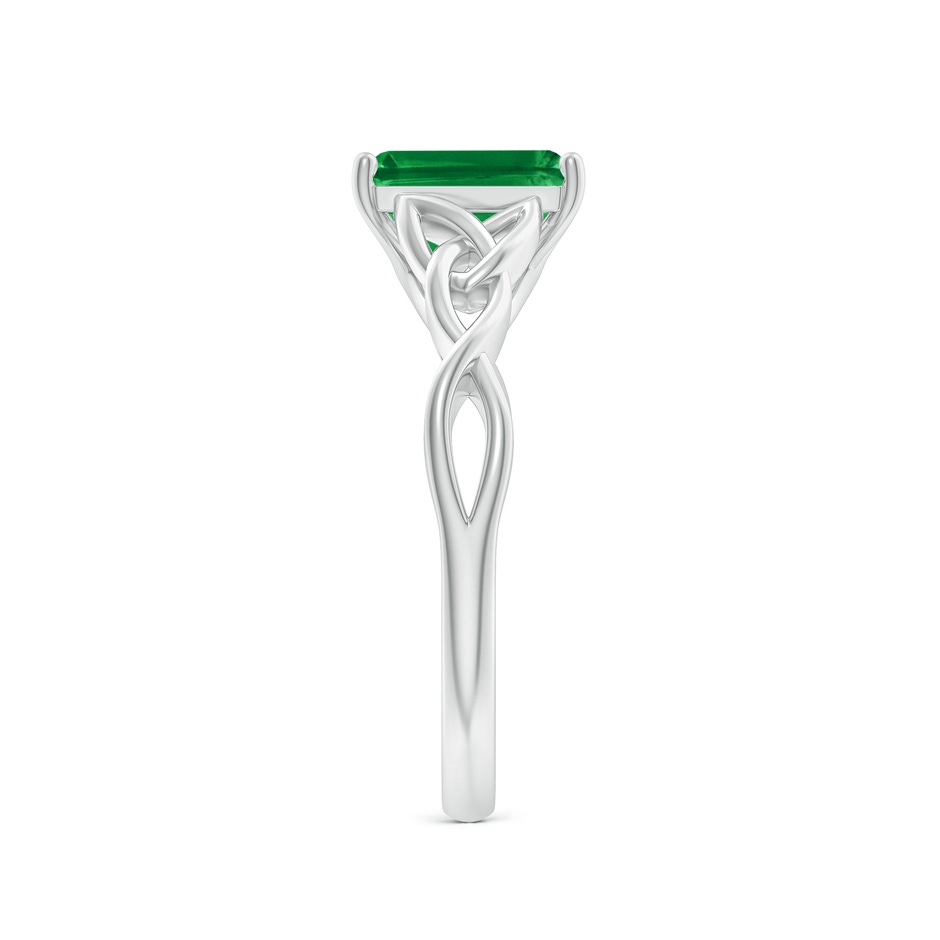 8x6mm AAA Emerald-Cut Emerald Celtic Knot Engagement Ring in White Gold side 299