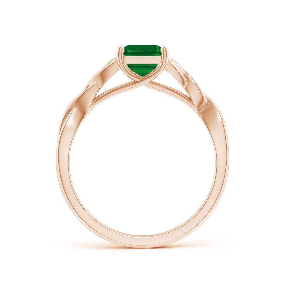 8x6mm AAAA Emerald-Cut Emerald Celtic Knot Engagement Ring in 18K Rose Gold side 199