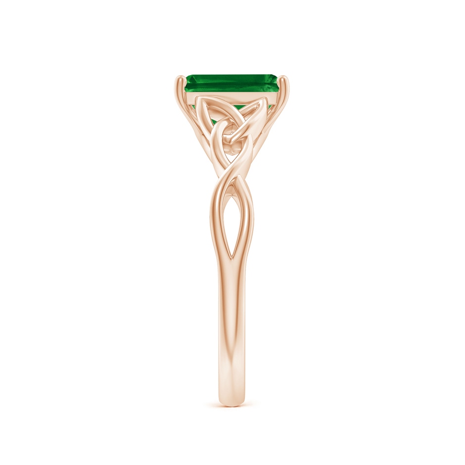 8x6mm AAAA Emerald-Cut Emerald Celtic Knot Engagement Ring in 18K Rose Gold side 299