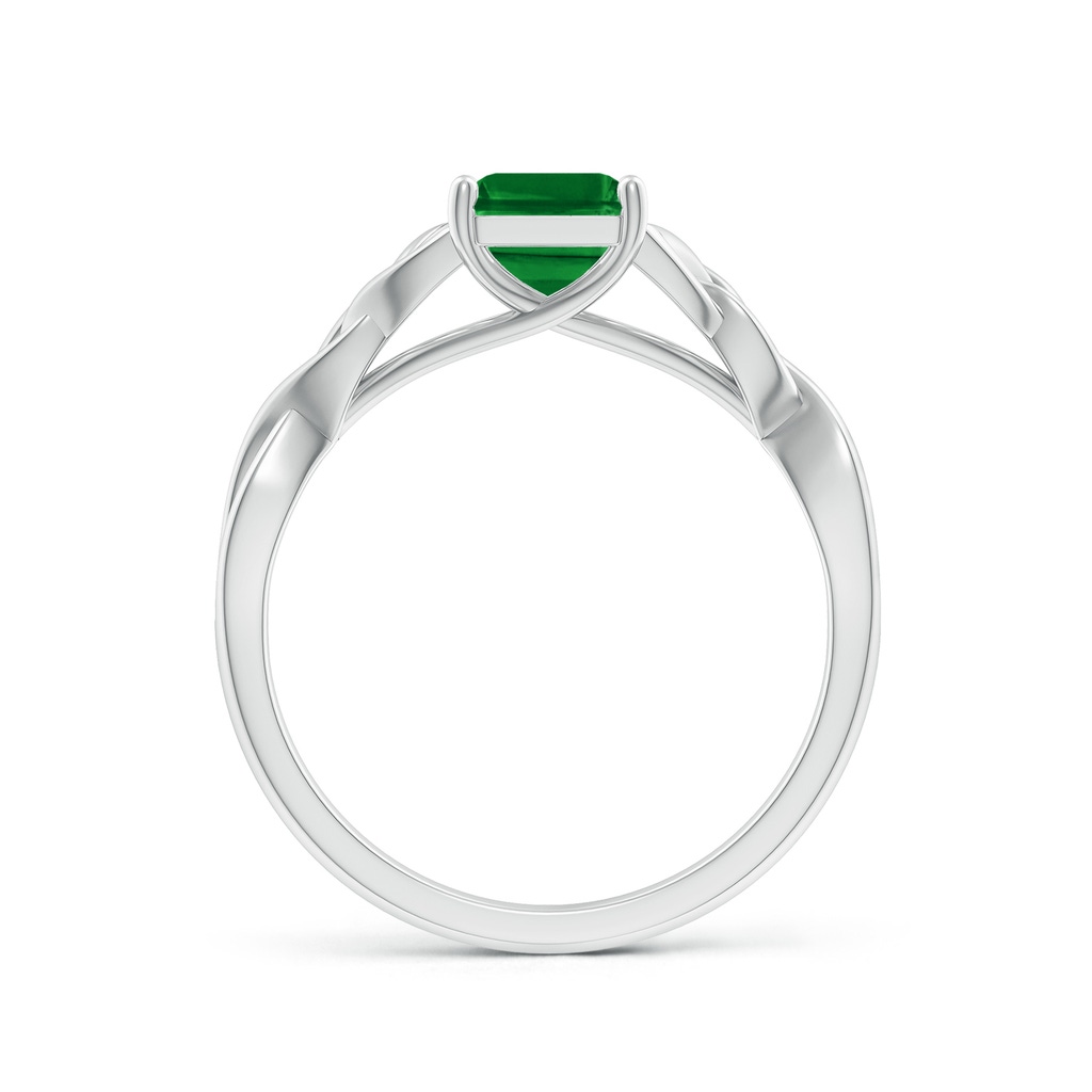 8x6mm AAAA Emerald-Cut Emerald Celtic Knot Engagement Ring in P950 Platinum - side 199