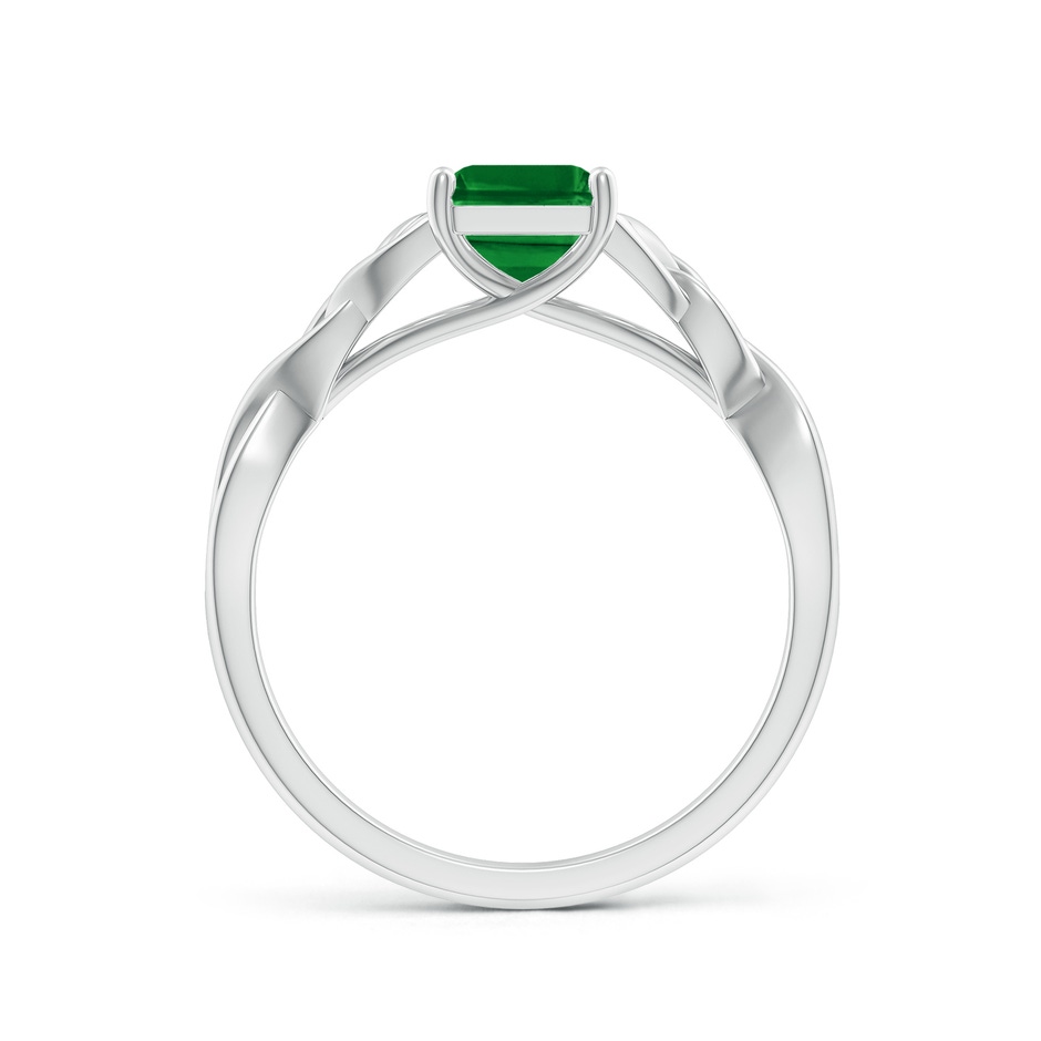 8x6mm AAAA Emerald-Cut Emerald Celtic Knot Engagement Ring in White Gold side 199