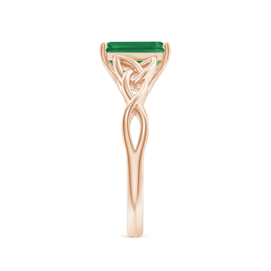 9x7mm AA Emerald-Cut Emerald Celtic Knot Engagement Ring in Rose Gold side 299
