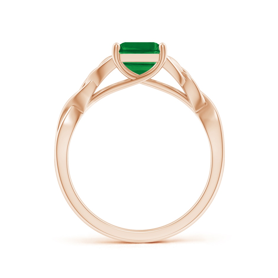 9x7mm AAA Emerald-Cut Emerald Celtic Knot Engagement Ring in Rose Gold side 199