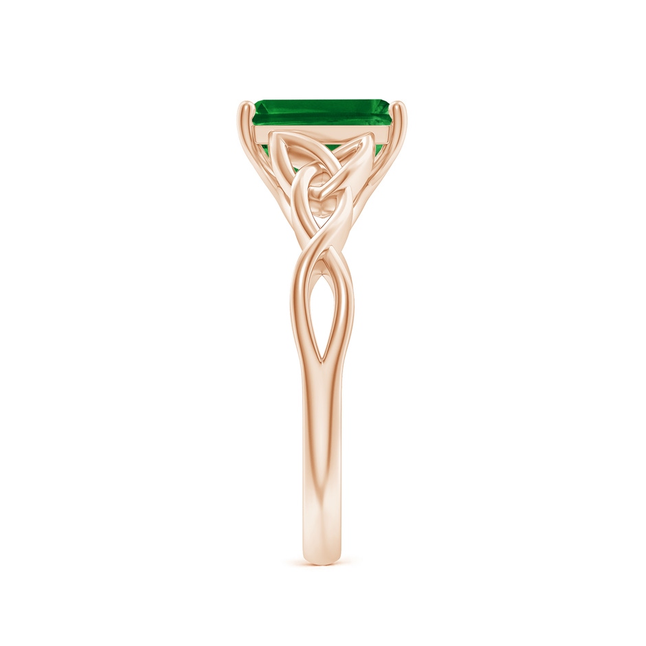 9x7mm AAAA Emerald-Cut Emerald Celtic Knot Engagement Ring in Rose Gold side 299