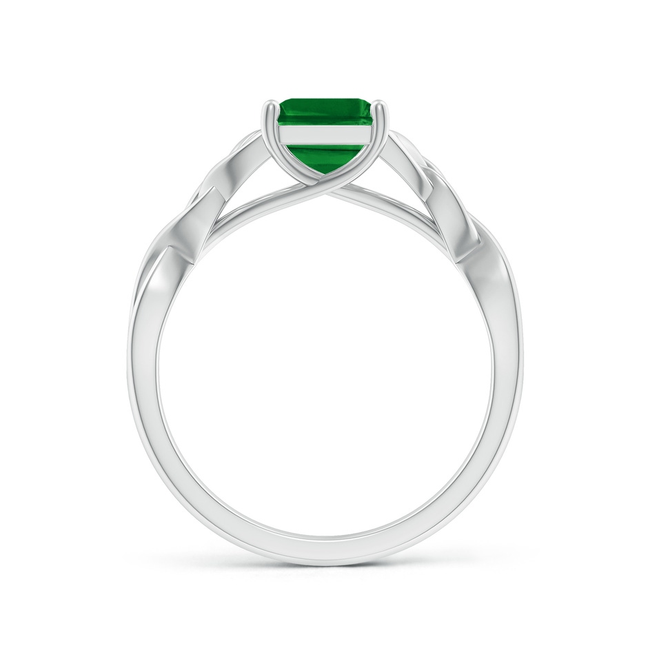 9x7mm AAAA Emerald-Cut Emerald Celtic Knot Engagement Ring in White Gold side 199