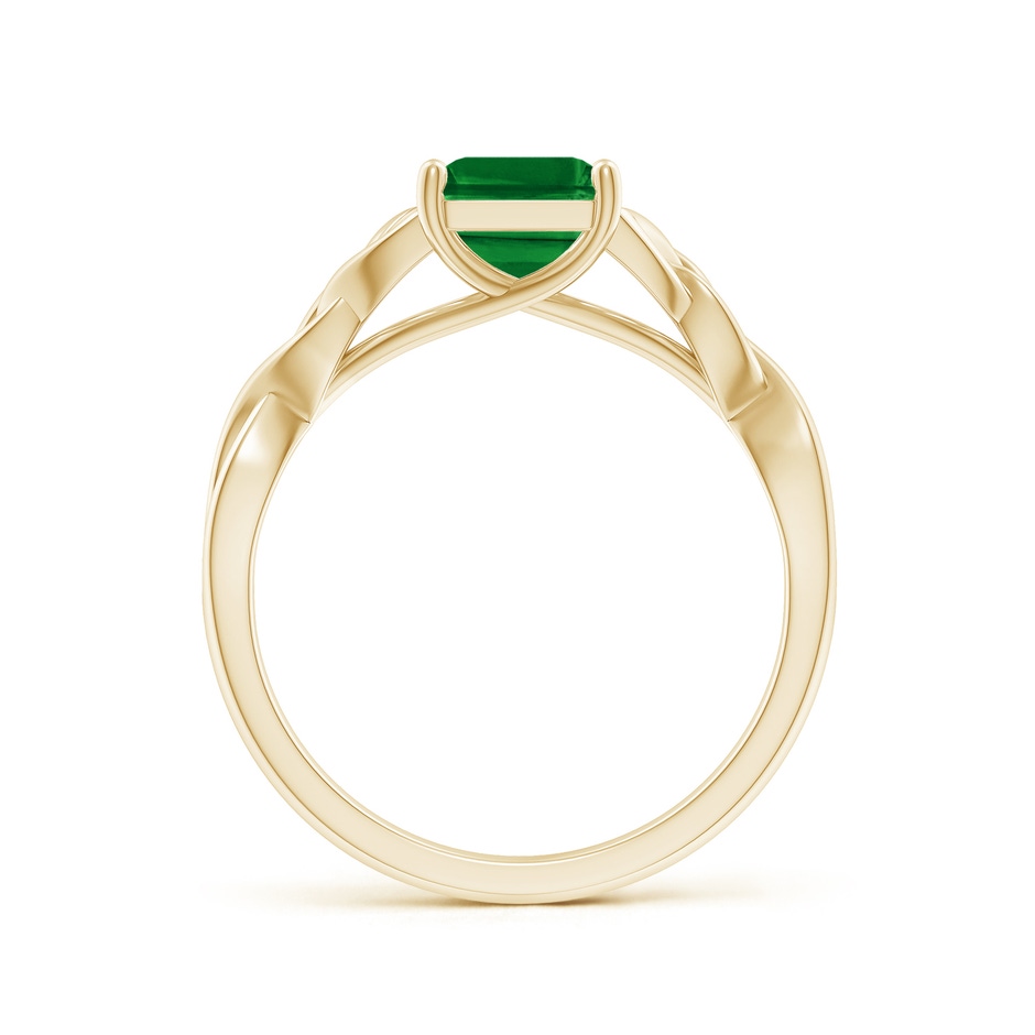 9x7mm AAAA Emerald-Cut Emerald Celtic Knot Engagement Ring in Yellow Gold side 199