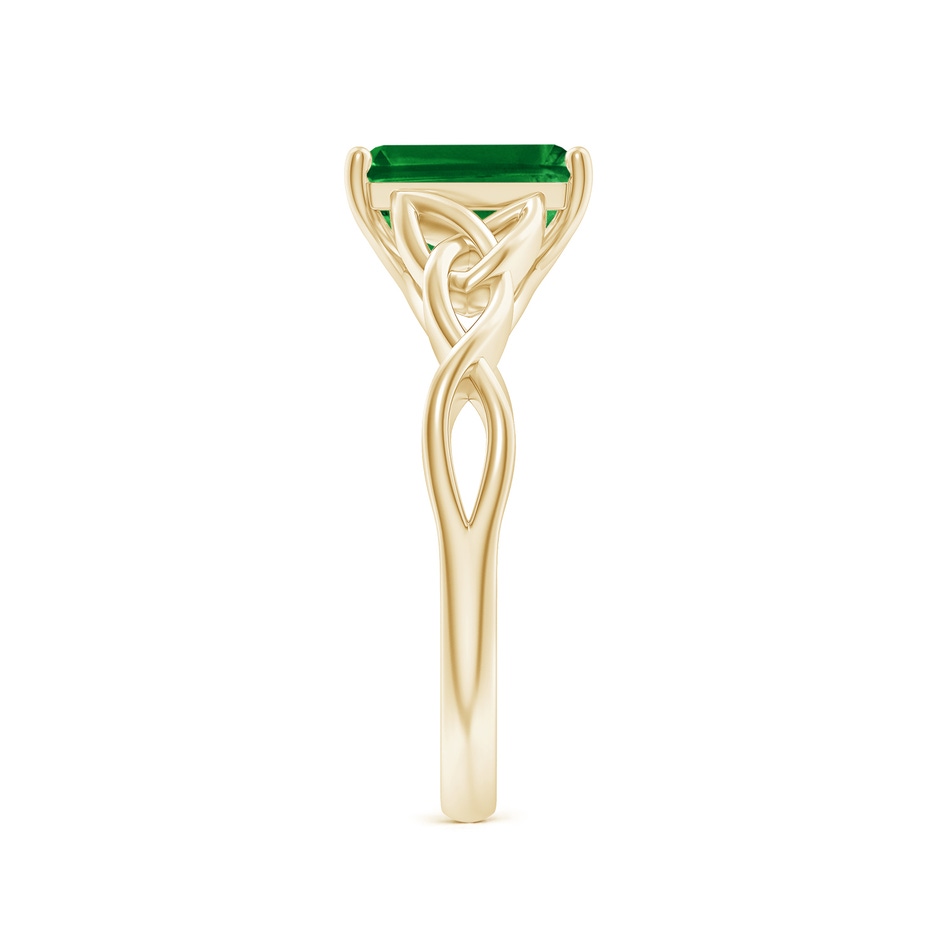 9x7mm AAAA Emerald-Cut Emerald Celtic Knot Engagement Ring in Yellow Gold side 299