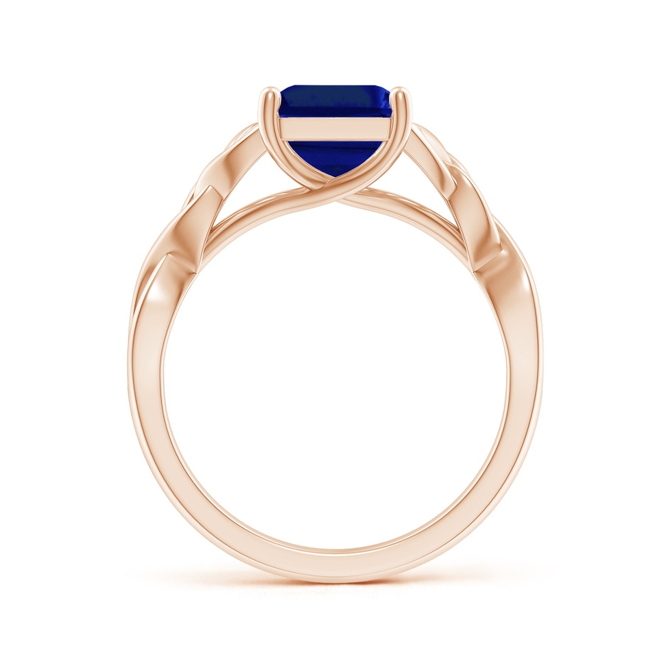 10x8mm AAAA Emerald-Cut Blue Sapphire Celtic Knot Engagement Ring in 18K Rose Gold side 199
