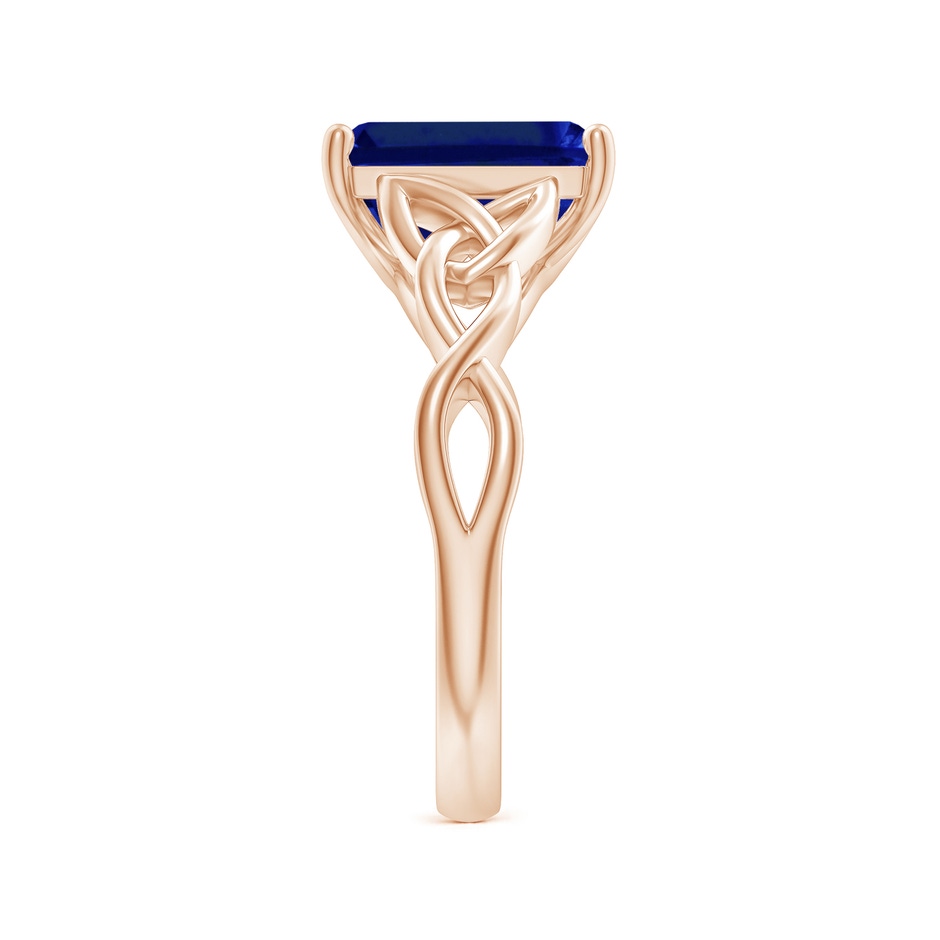 10x8mm AAAA Emerald-Cut Blue Sapphire Celtic Knot Engagement Ring in 18K Rose Gold side 299
