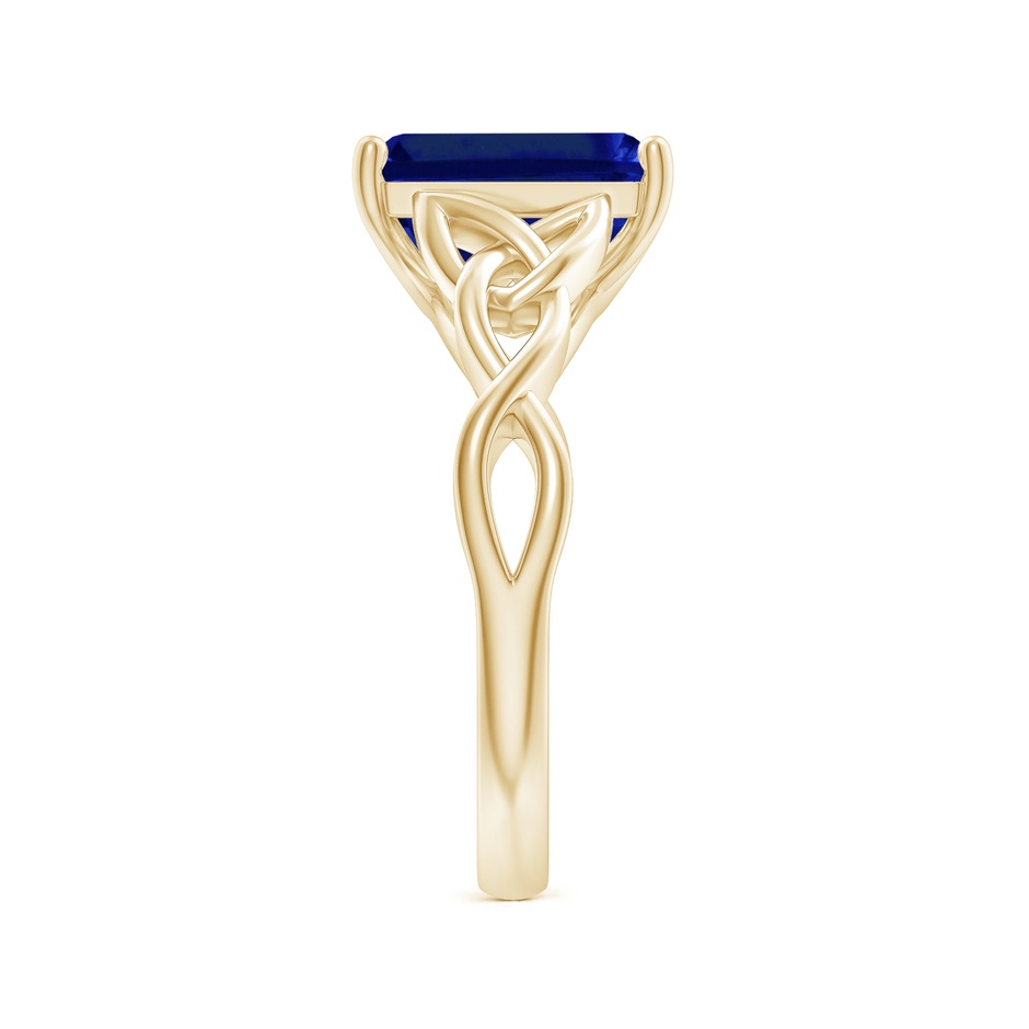 10x8mm Lab-Grown Emerald-Cut Blue Sapphire Celtic Knot Engagement Ring in Yellow Gold side 299