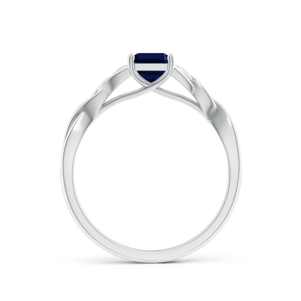 7x5mm AAA Emerald-Cut Blue Sapphire Celtic Knot Engagement Ring in White Gold - side 199
