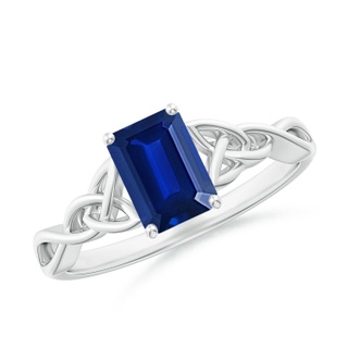 Emerald Cut Lab-Grown Lab Grown Blue Sapphire