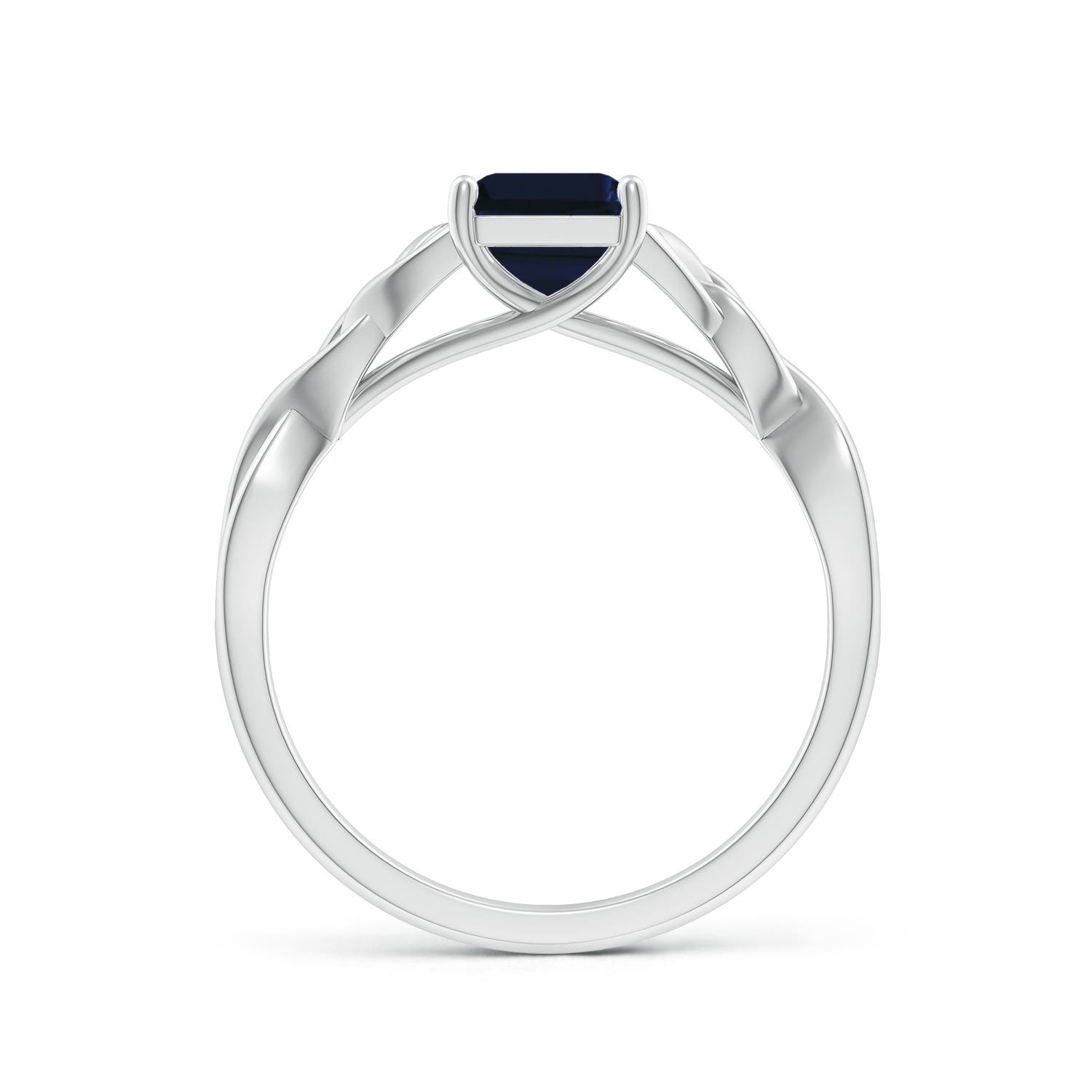 8x6mm AA Emerald-Cut Blue Sapphire Celtic Knot Engagement Ring in P950 Platinum