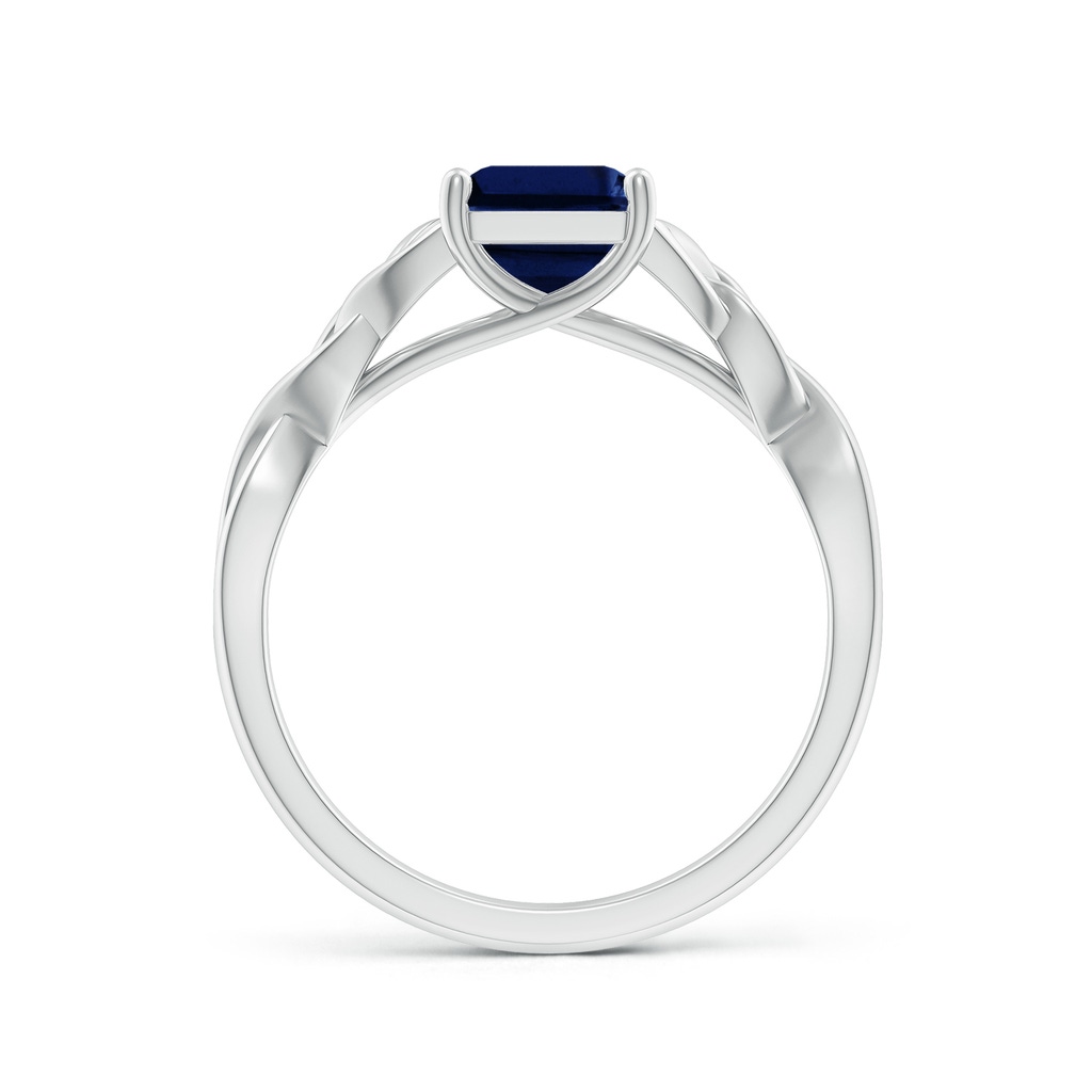 9x7mm AAA Emerald-Cut Blue Sapphire Celtic Knot Engagement Ring in White Gold - side 199