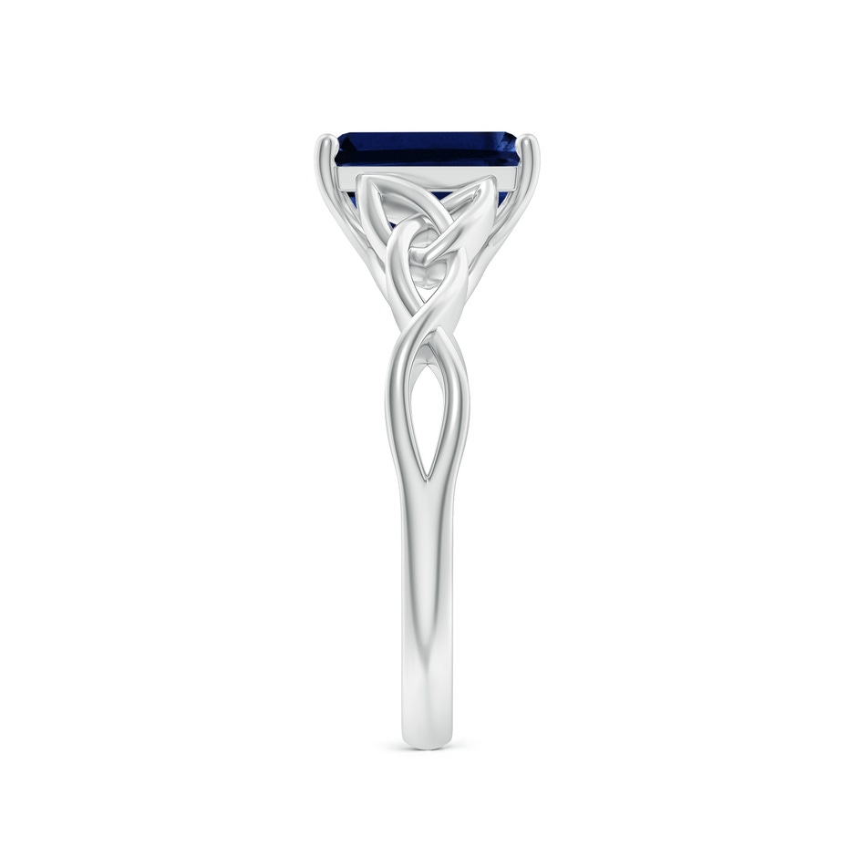 9x7mm AAA Emerald-Cut Blue Sapphire Celtic Knot Engagement Ring in White Gold side 299