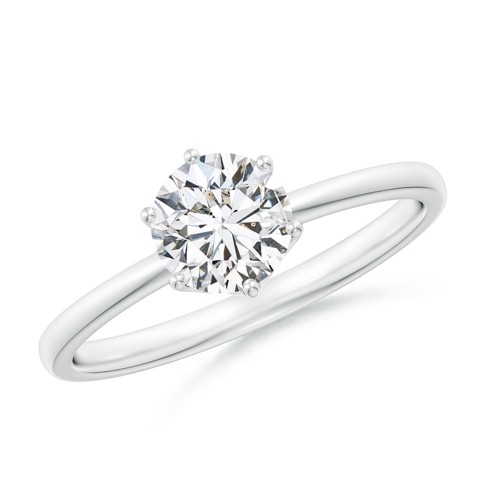 5.9mm HSI2 Round Diamond Solitaire Classic Engagement Ring in 18K White Gold 