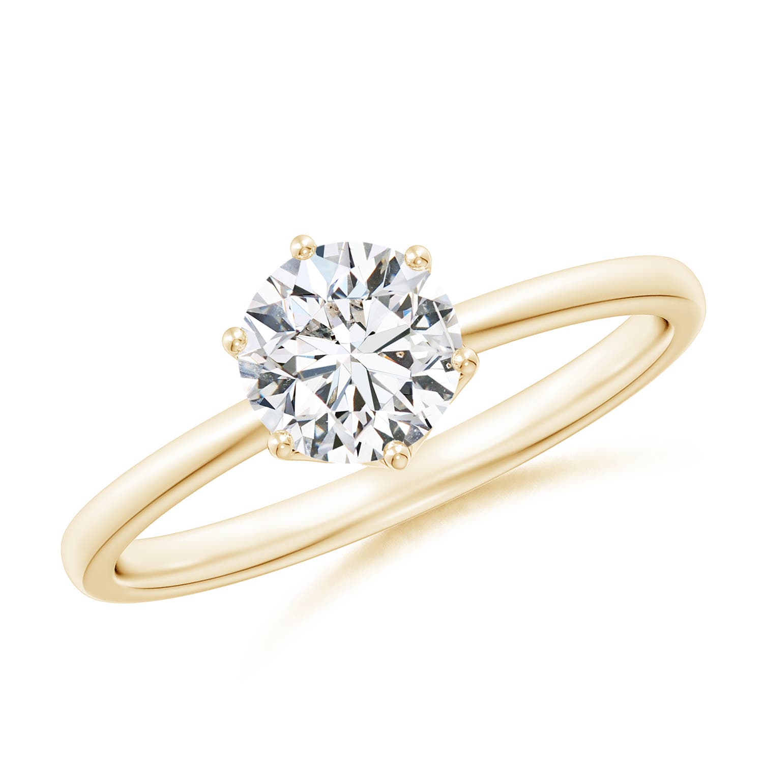 5.9mm HSI2 Round Diamond Solitaire Classic Engagement Ring in 18K Yellow Gold