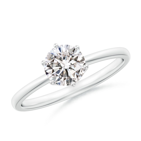 5.9mm IJI1I2 Round Diamond Solitaire Classic Engagement Ring in 18K White Gold