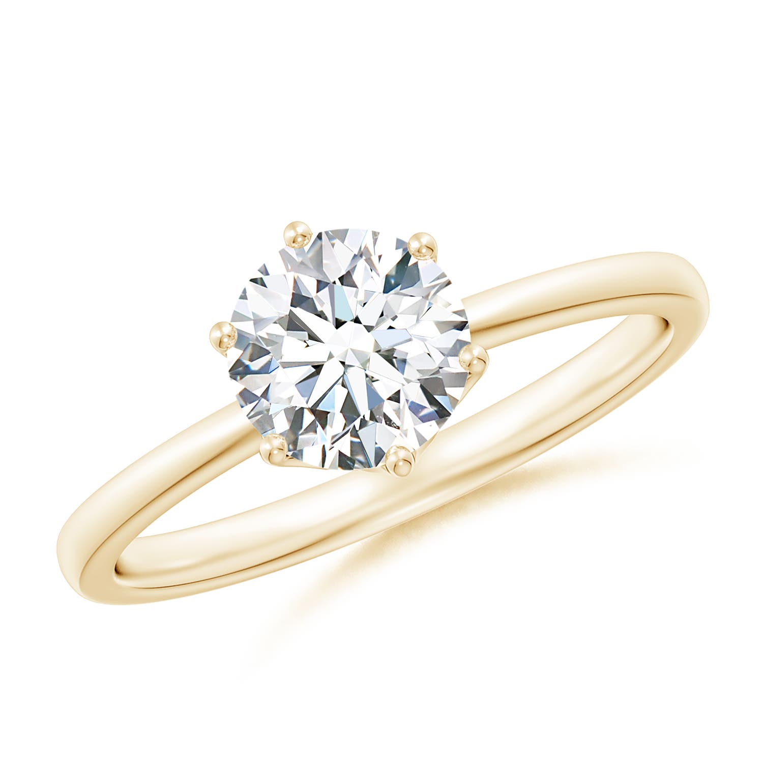 6.4mm GVS2 Round Diamond Solitaire Classic Engagement Ring in 18K Yellow Gold