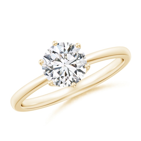 6.4mm HSI2 Round Diamond Solitaire Classic Engagement Ring in 18K Yellow Gold