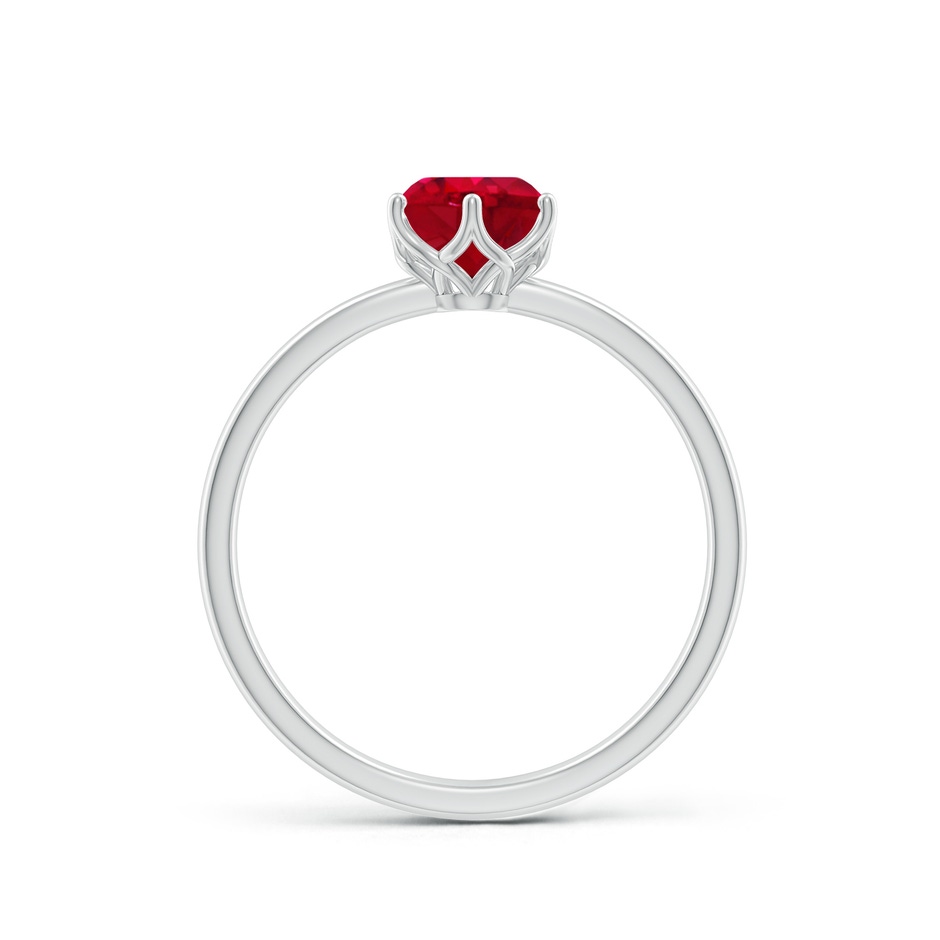 6mm AAA Round Ruby Solitaire Classic Engagement Ring in 18K White Gold side 199