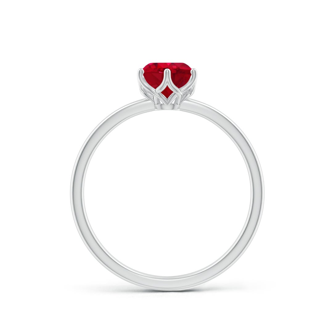 Six Prong-Set Round Ruby Solitaire Classic Engagement Ring