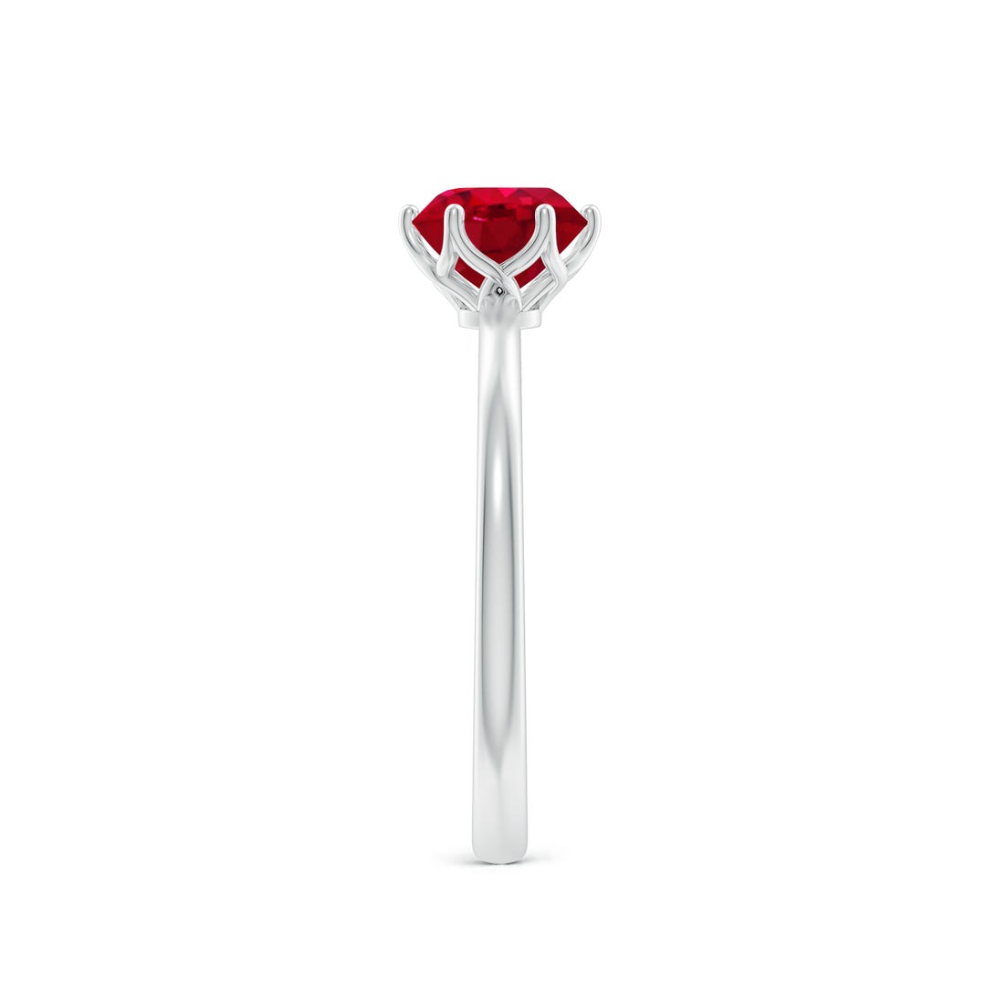 Six Prong-Set Round Ruby Solitaire Classic Engagement Ring