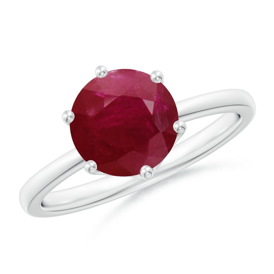 8mm A Round Ruby Solitaire Classic Engagement Ring in P950 Platinum 