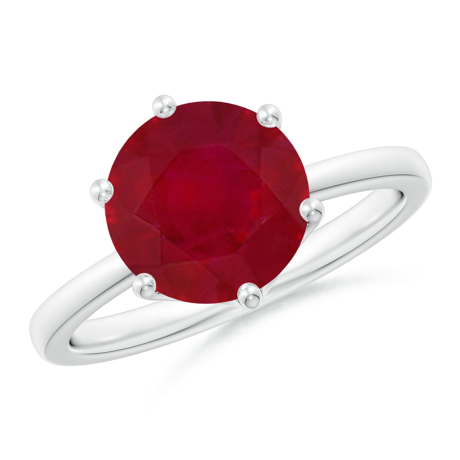 9mm AA Round Ruby Solitaire Classic Engagement Ring in White Gold