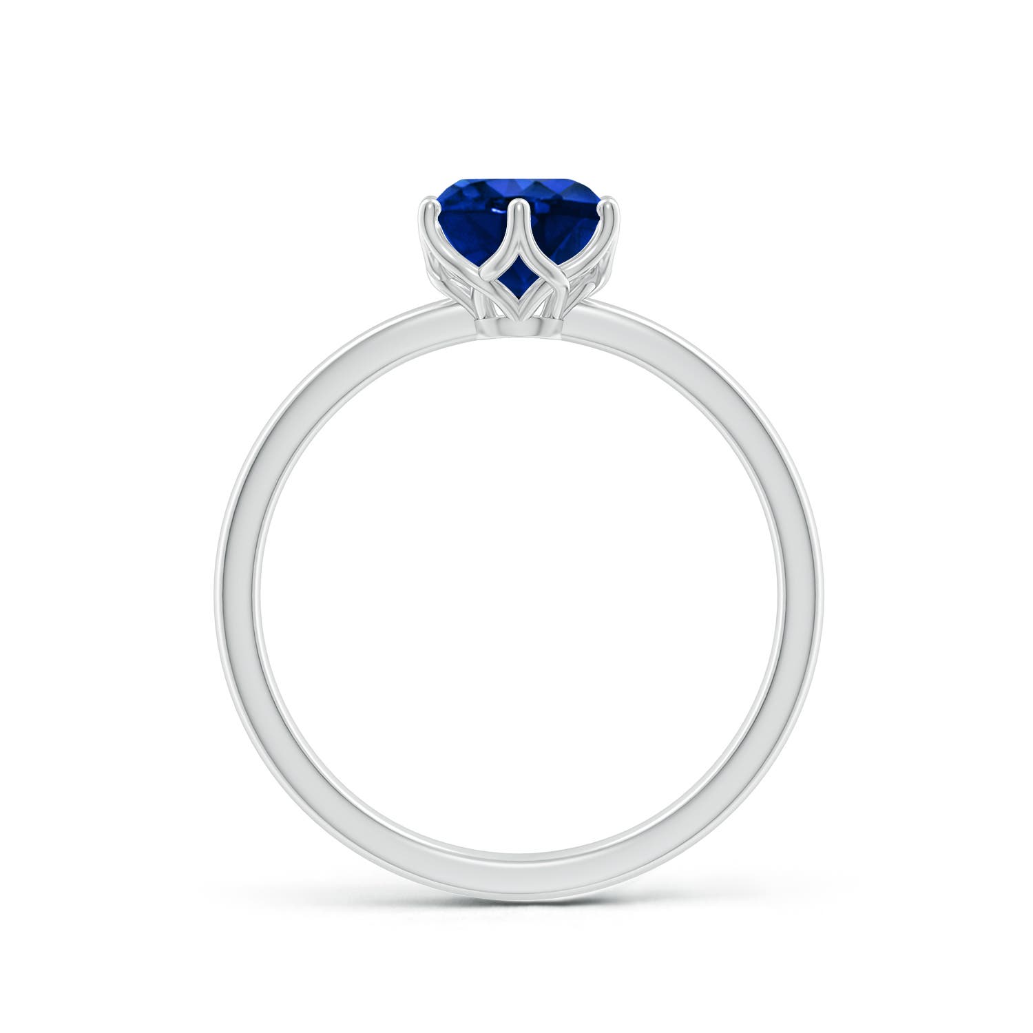 6.5mm AAAA Round Blue Sapphire Solitaire Classic Engagement Ring in White Gold