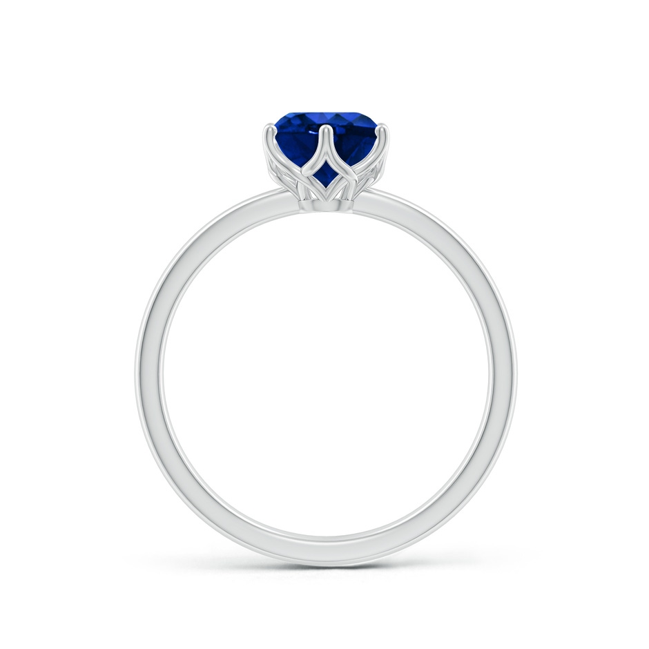 6.5mm AAAA Round Blue Sapphire Solitaire Classic Engagement Ring in White Gold side 199