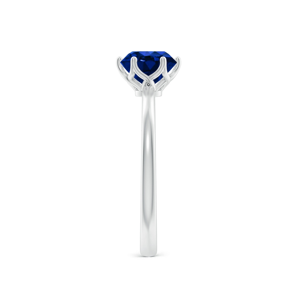6.5mm AAAA Round Blue Sapphire Solitaire Classic Engagement Ring in White Gold side 299