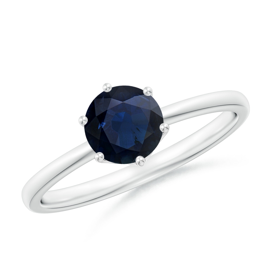 6mm A Round Blue Sapphire Solitaire Classic Engagement Ring in P950 Platinum 