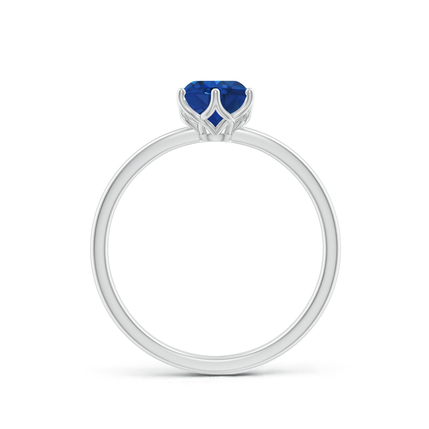6mm AAA Round Blue Sapphire Solitaire Classic Engagement Ring in White Gold