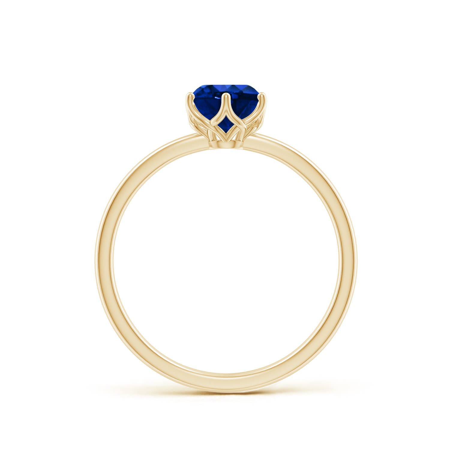 6mm AAAA Round Blue Sapphire Solitaire Classic Engagement Ring in 18K Yellow Gold
