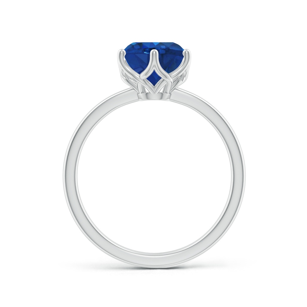 8mm AAA Round Blue Sapphire Solitaire Classic Engagement Ring in White Gold - side 199